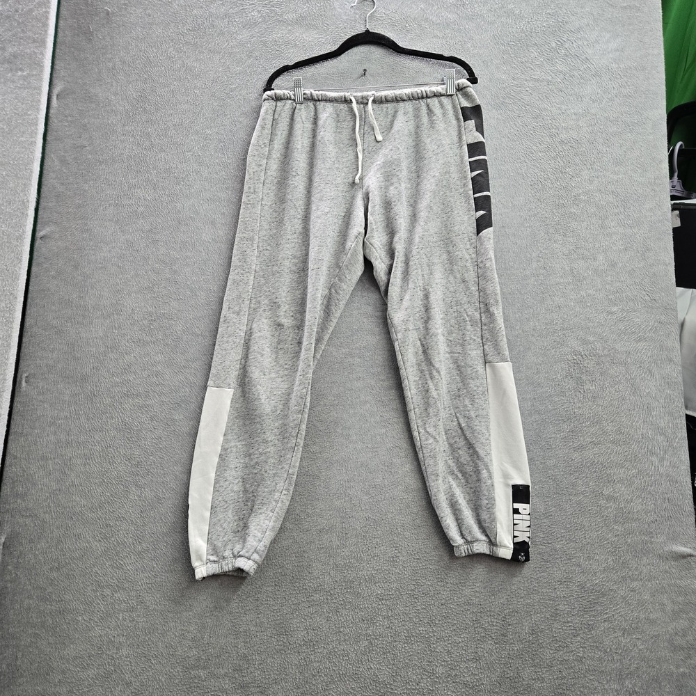 PINK Victoria's Secret Women Activewear Pants M Gray Sweatpants Logo Jogger
